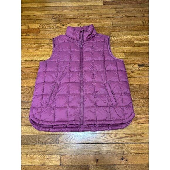 GAP Womens Quilted Puffer Vest Size 2XL XXL Purple Primaloft Insulated Full Zip - Picture 1 of 7
